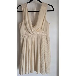 Maia Hemera Maxi Dress L Beige Sleeveless Cowl Neck Formal Gown Romantic